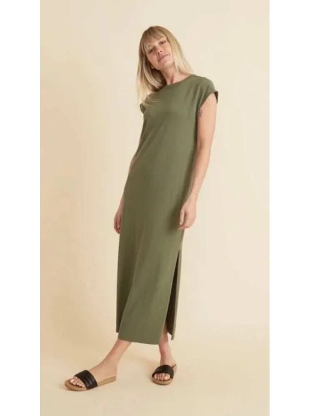 Marine Layer Taylor Maxi Cotton Dress Green XS $118